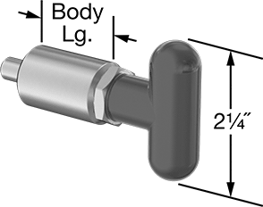 Twist-to-Lock T-Handle Weld-Mount Retractable Spring Pin for Ramptek trailers.