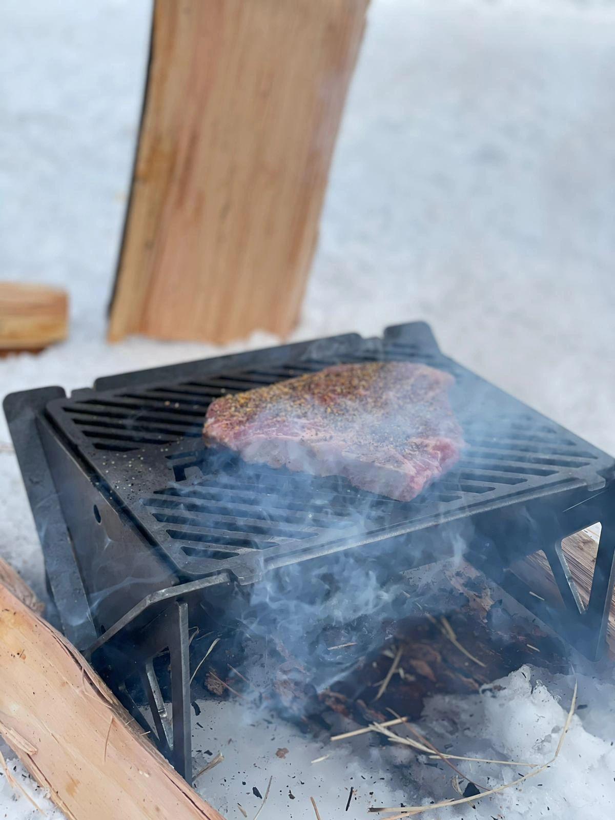 Small portable folding grill