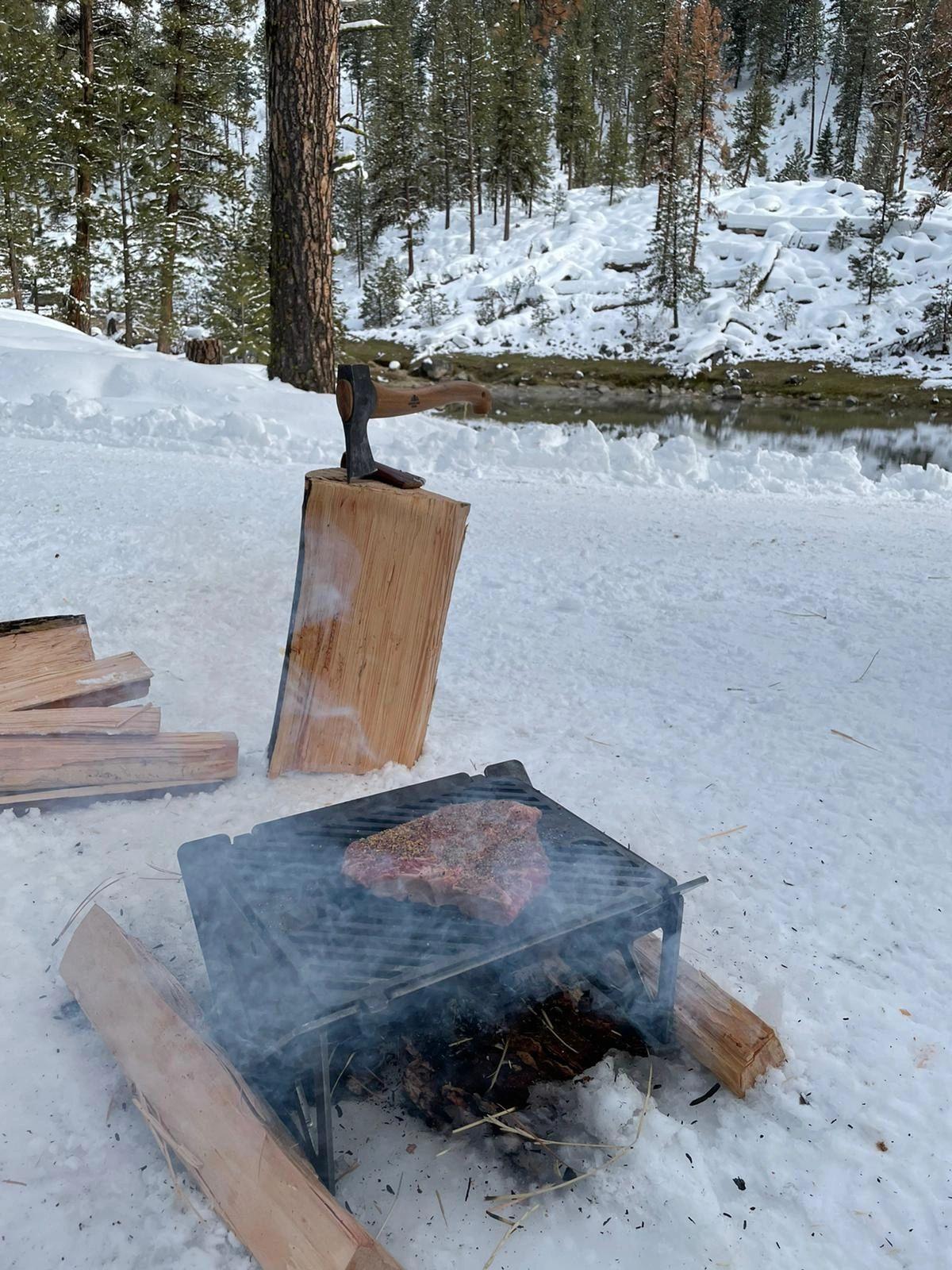 Small portable folding grill