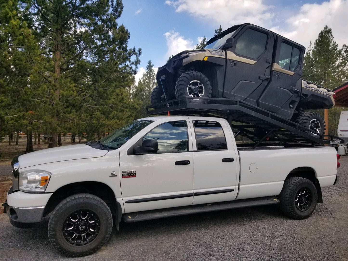Rental 2/4 seat long bed truck deck. Fits all 8' bed length trucks (All truck makes)