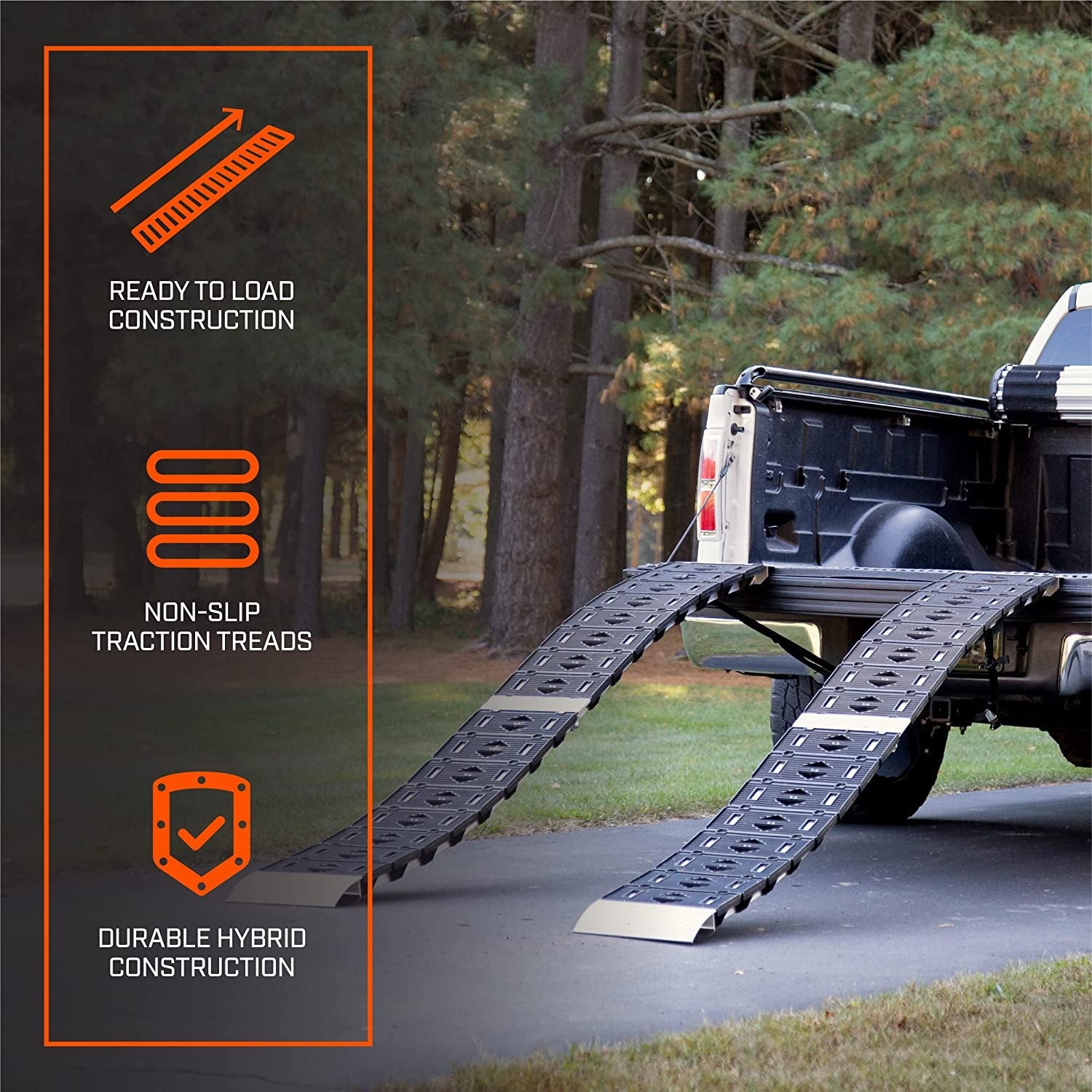 CARGOSMART 3092, Hybrid S-Curve Centerfold Ramp, for Use Easily and Safely Loading & Unloading Lawn Equipment, Motorcycles, Atvs, 750 Lb per Ramp Capacity, Black 2-Pack