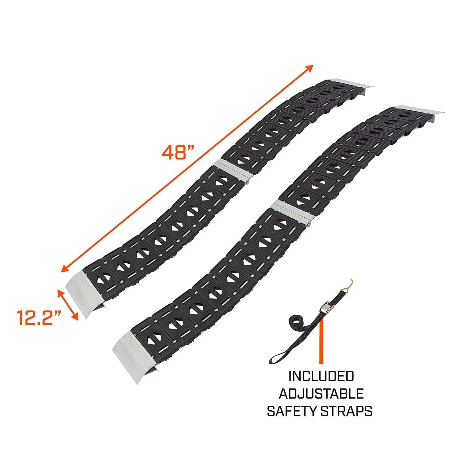 CARGOSMART 3092, Hybrid S-Curve Centerfold Ramp, for Use Easily and Safely Loading & Unloading Lawn Equipment, Motorcycles, Atvs, 750 Lb per Ramp Capacity, Black 2-Pack