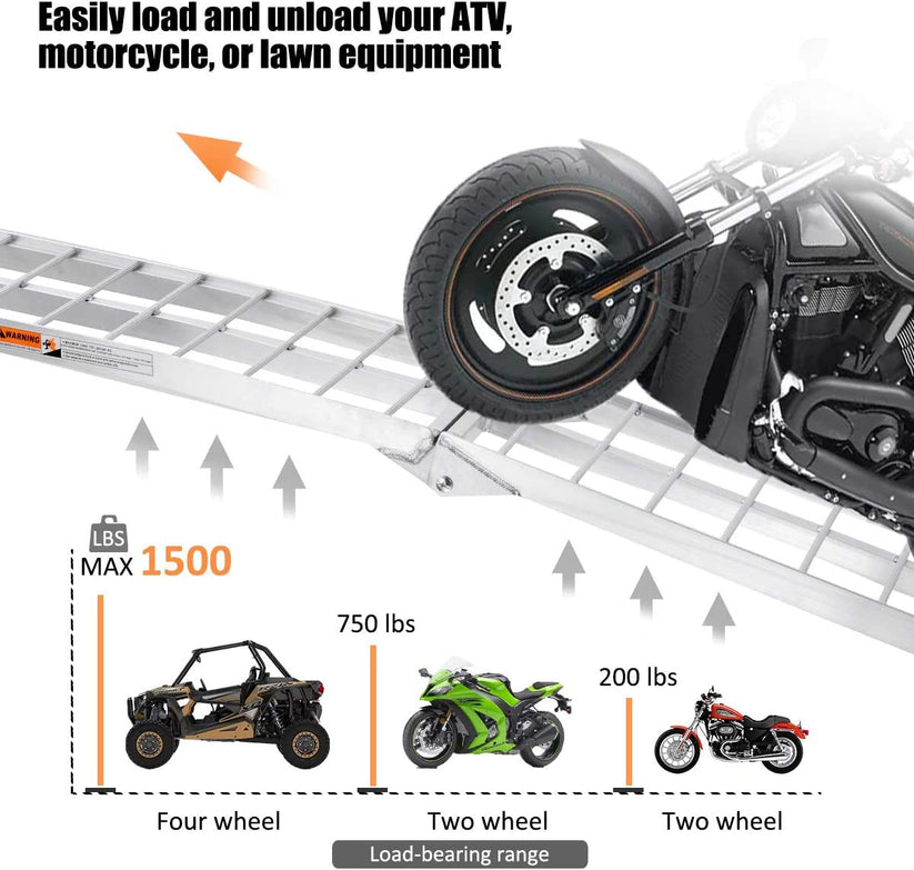 ATV Ramps Aluminum Folding Loading Ramps 1500Lbs Capacity 7.5Ft,2Pc Li ...