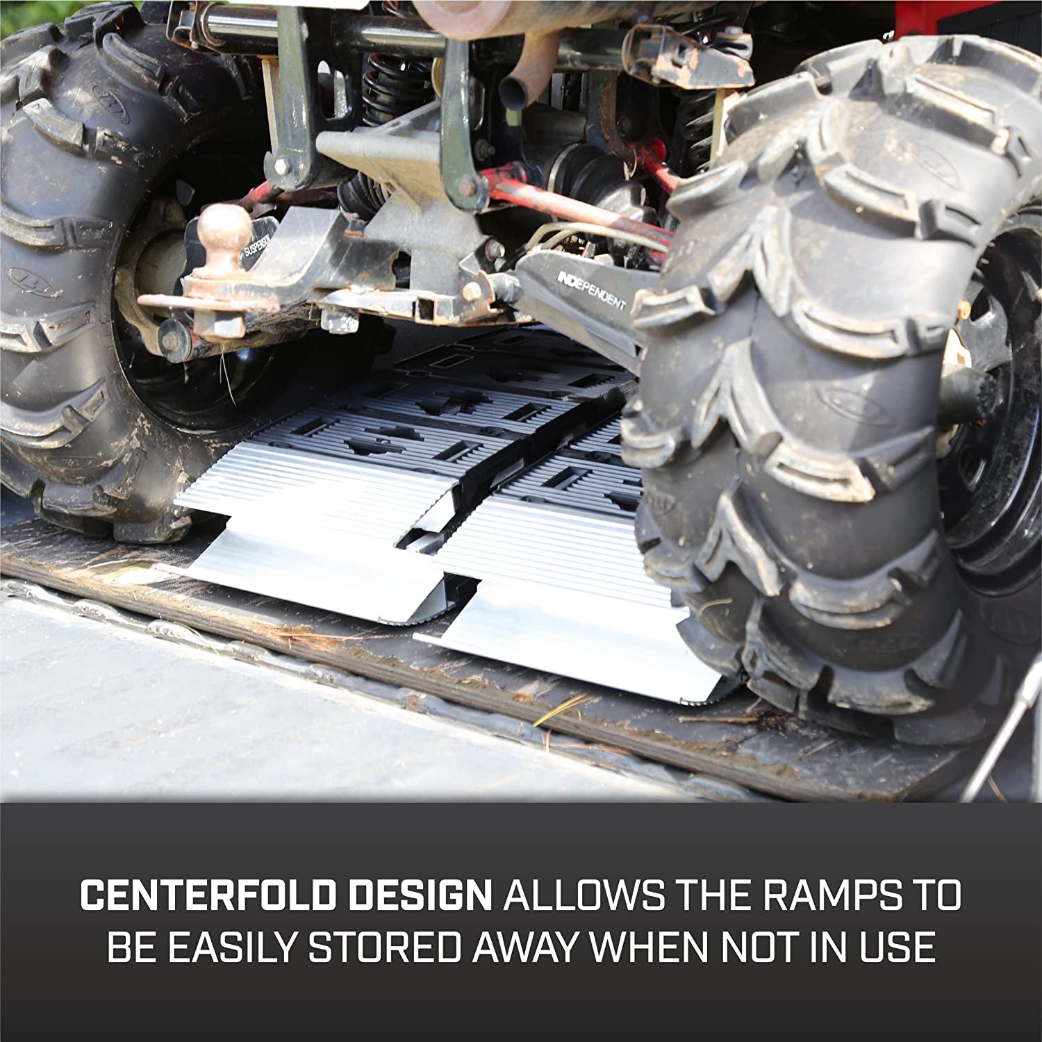 CARGOSMART 3092, Hybrid S-Curve Centerfold Ramp, for Use Easily and Safely Loading & Unloading Lawn Equipment, Motorcycles, Atvs, 750 Lb per Ramp Capacity, Black 2-Pack