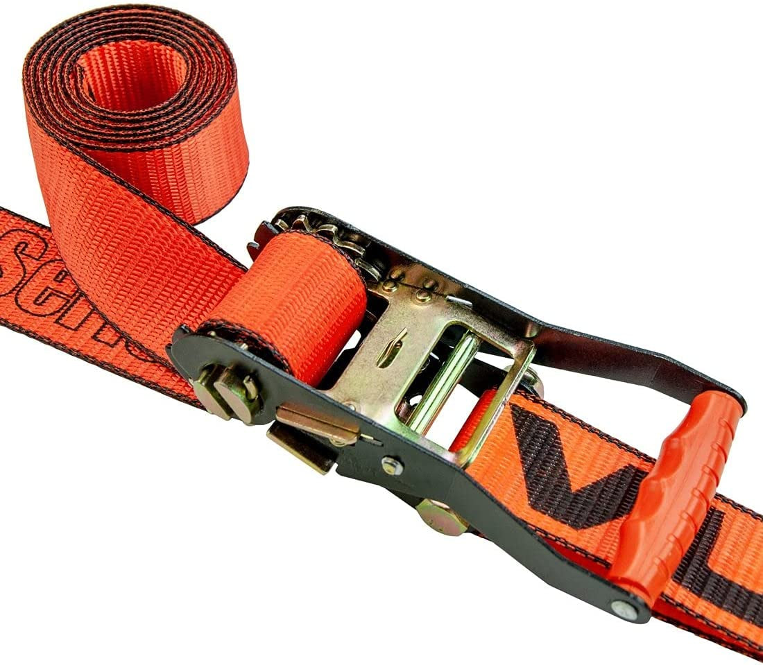 VULCAN Axle Tie down Combo Strap with Snap Hook Ratchet - 2 Inch X 114 Inch - 4 Pack - Proseries - 3,300 Pound Safe Working Load