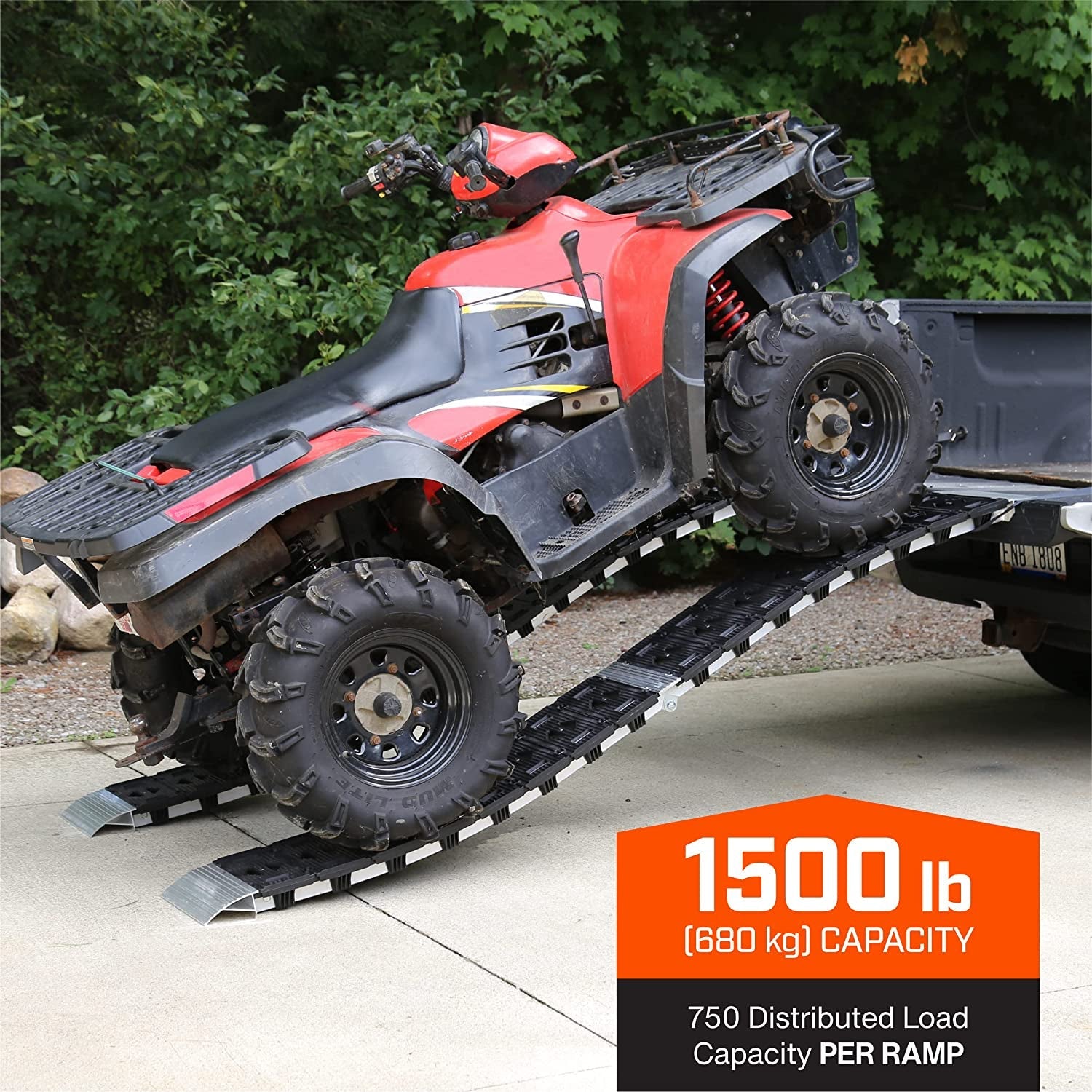 CARGOSMART 3092, Hybrid S-Curve Centerfold Ramp, for Use Easily and Safely Loading & Unloading Lawn Equipment, Motorcycles, Atvs, 750 Lb per Ramp Capacity, Black 2-Pack