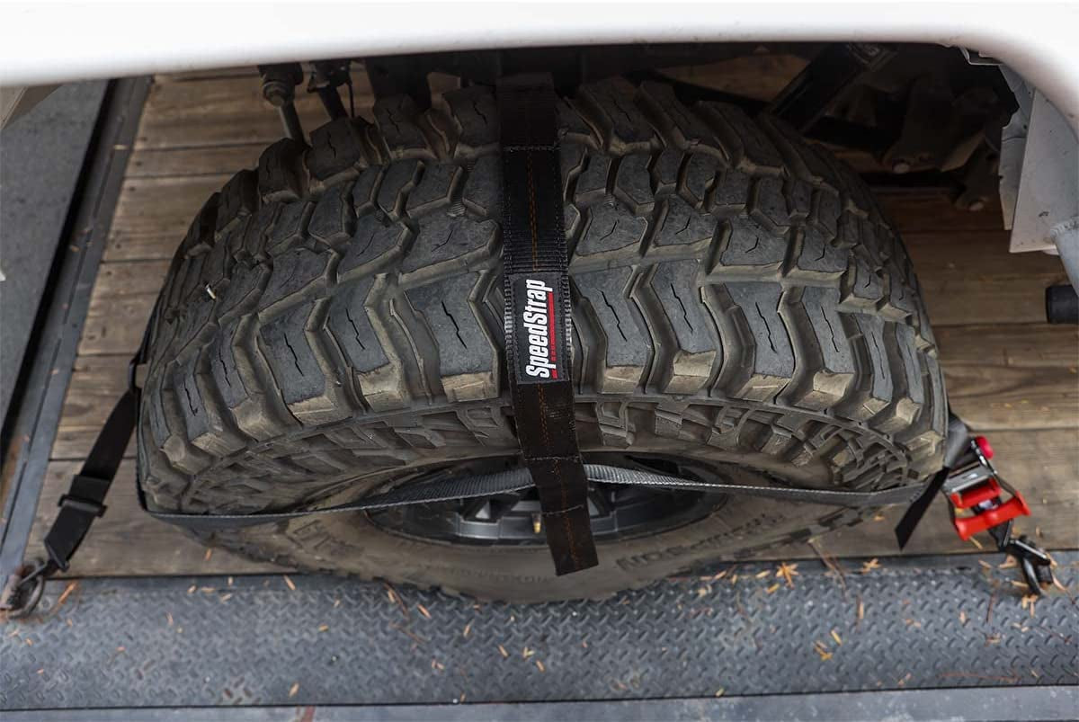 Speedstrap 10,000 MRC Heavy Duty Off-Road Adjustable Universal Utv/Suv/Truck 2" Black Tire Bonnet Tie-Down Kit for 28"-40" Tires