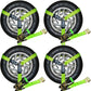 Car Tie down with Flat Hooks - Lasso Style - 2 Inch X 96 Inch - 4 Pack - High-Viz - 3,300 Pound Safe Working Load