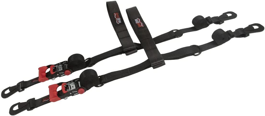 Speedstrap Essential 4,000LBS UTV 1.5" Black Ratchet Straps W/ Tire Bonnets & Storage Bag | Tie-Down Kit | Pair