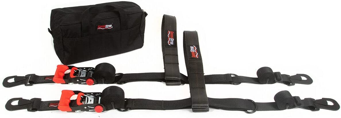 Speedstrap Essential 4,000LBS UTV 1.5" Black Ratchet Straps W/ Tire Bonnets & Storage Bag | Tie-Down Kit | Pair