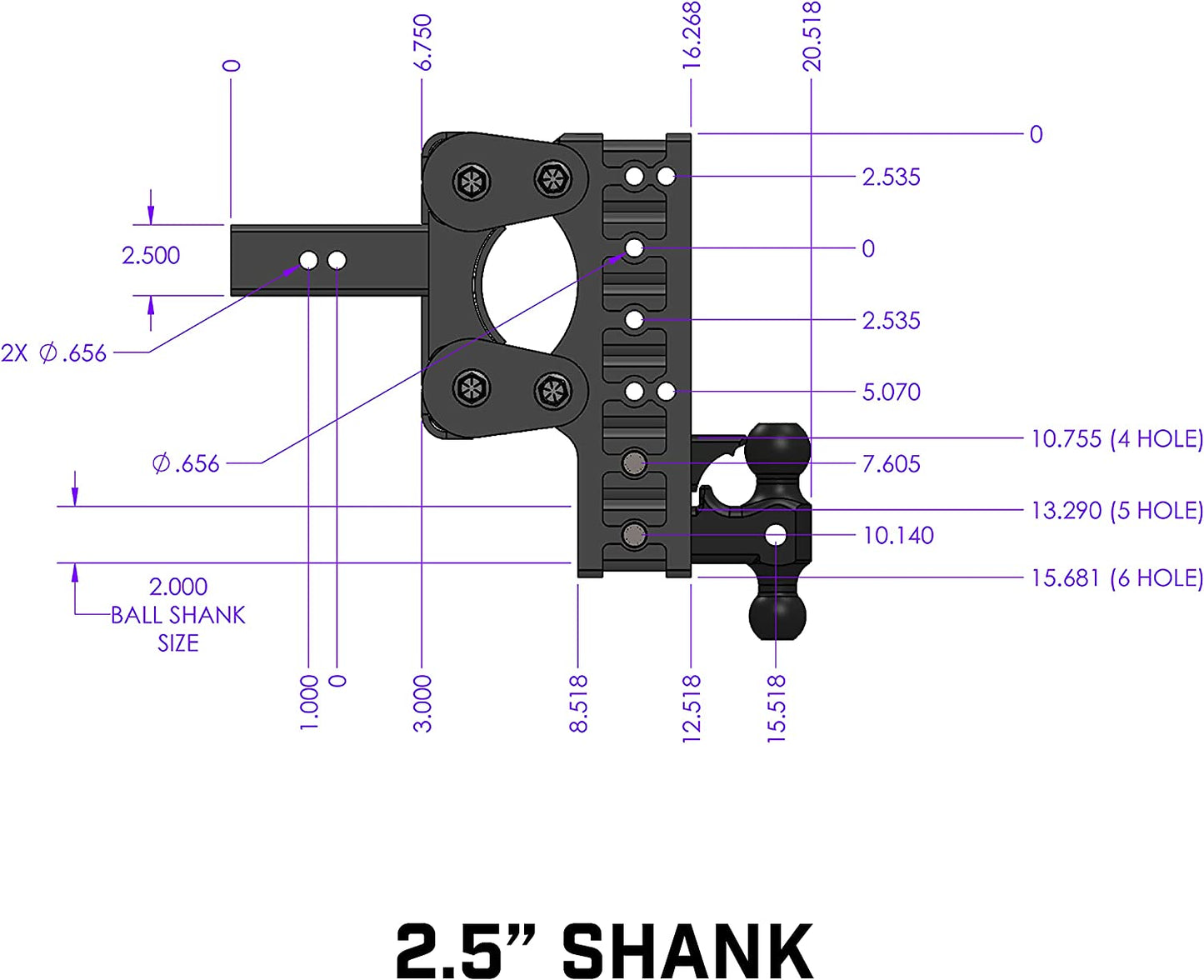 GEN-Y GH-1125 the BOSS Torsion-Flex Adjustable 7.5" Drop Hitch with GH-051 Versa-Ball, GH-032 Pintle Lock for 2.5" Receiver - 16,000 LB Towing Capacity - 1,700 LB Tongue Weight