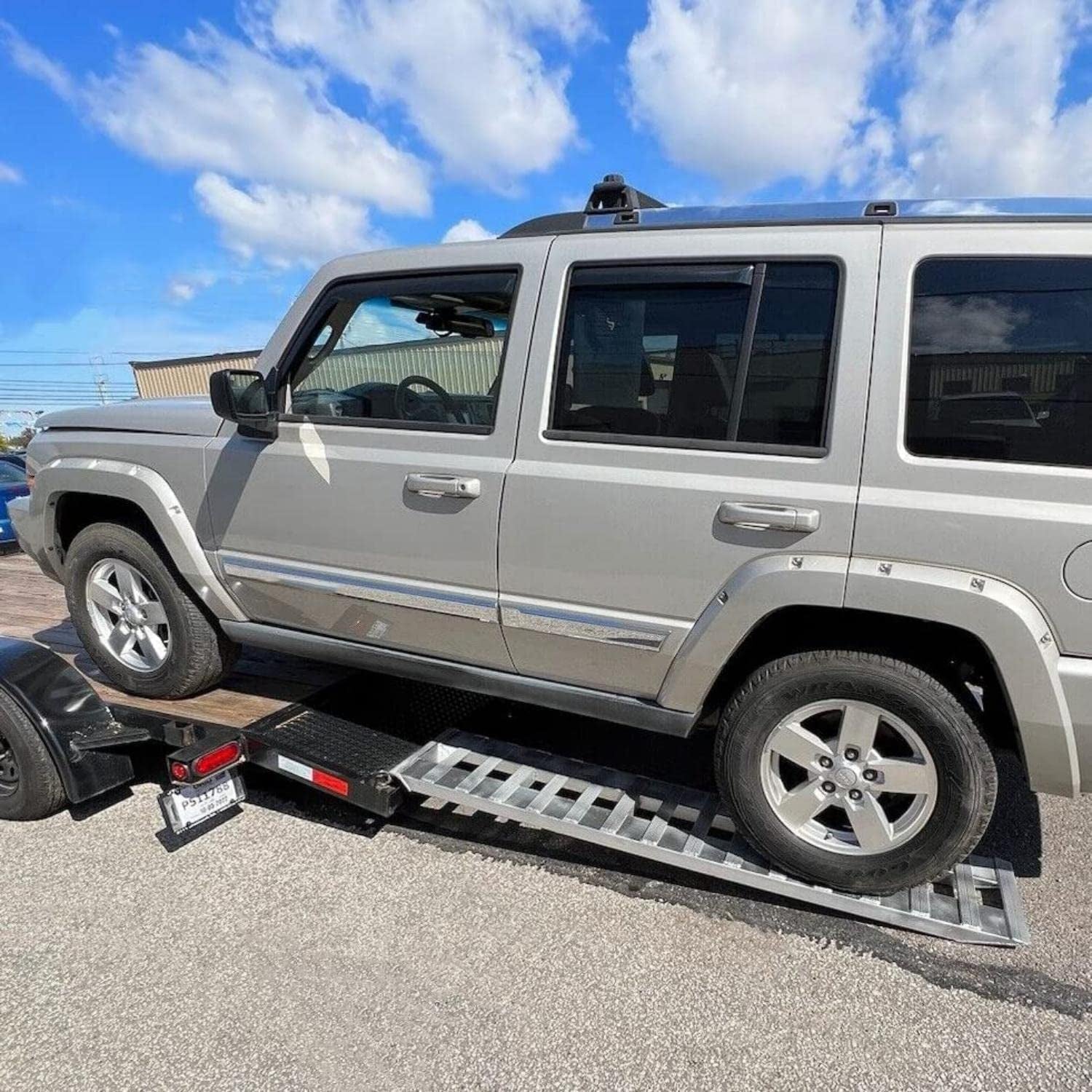 HECASA 80" X 15" X 2.3" Ramps Aluminum 6000 LBS Silver Truck Trailer Hook End Knife Foot 1 Pair 2 Ramps