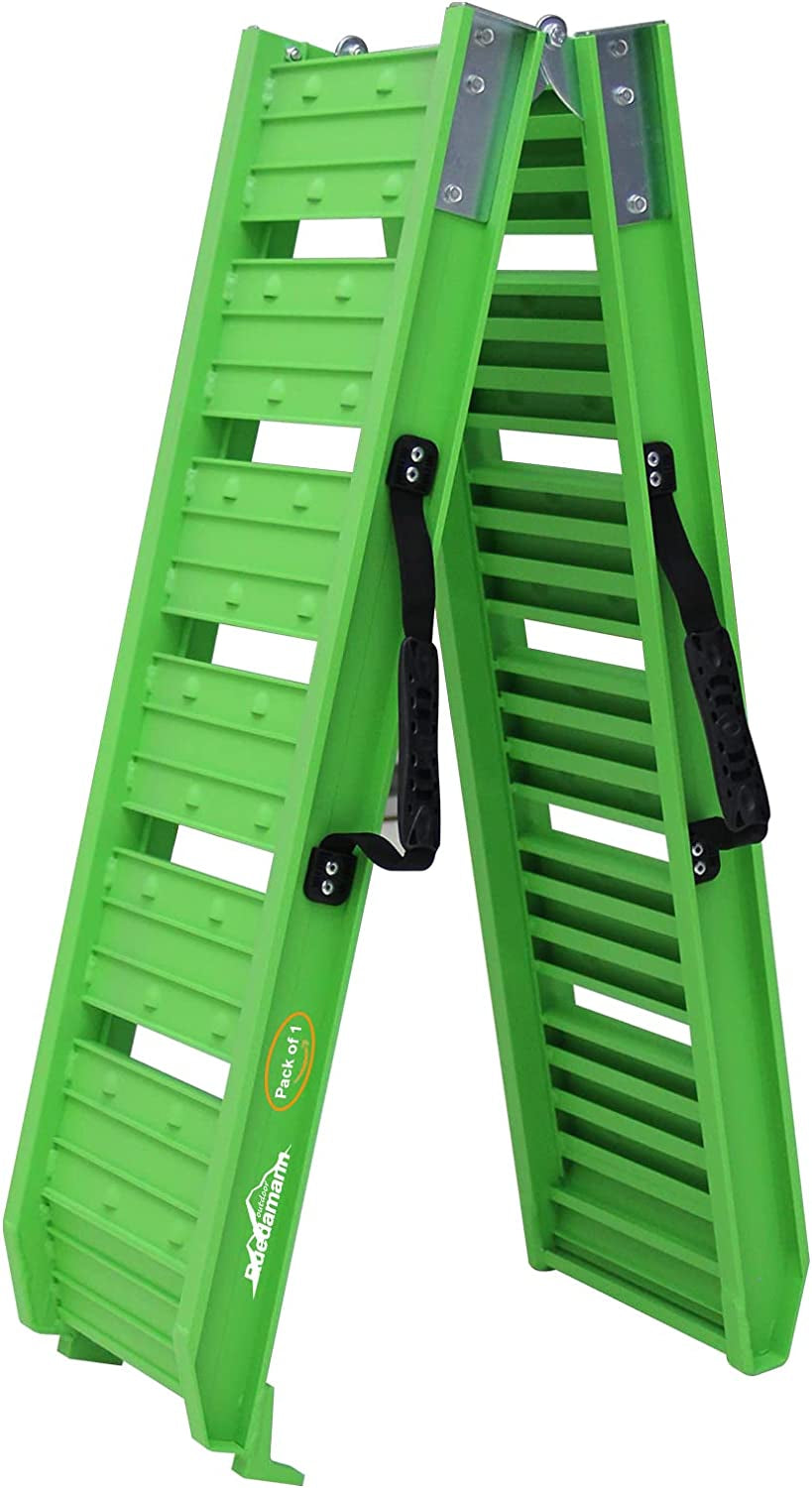 Car Ramps with 72 Inch L × 11.6 Inch W Aluminum Loading Ramp, Foldable, 550 Lbs Capacity, for ATV, Motorcycle, Truck, Pack of 1 (Green)