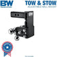 Tow & Stow Adjustable Trailer Hitch Ball Mount - Fits 2" Receiver, Tri-Ball (1-7/8" X 2" X 2-5/16"), 5" Drop, 10,000 GTW - TS10048B