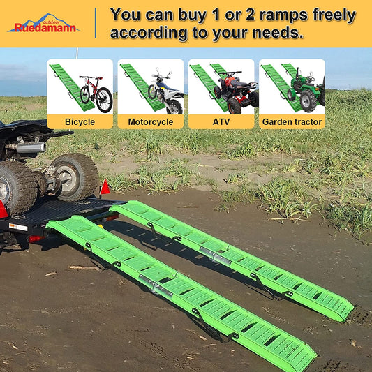 Car Ramps with 72 Inch L × 11.6 Inch W Aluminum Loading Ramp, Foldable, 550 Lbs Capacity, for ATV, Motorcycle, Truck, Pack of 1 (Green)