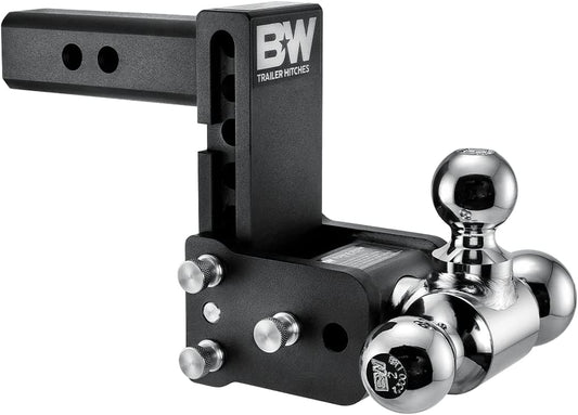 Tow & Stow Adjustable Trailer Hitch Ball Mount - Fits 2" Receiver, Tri-Ball (1-7/8" X 2" X 2-5/16"), 5" Drop, 10,000 GTW - TS10048B